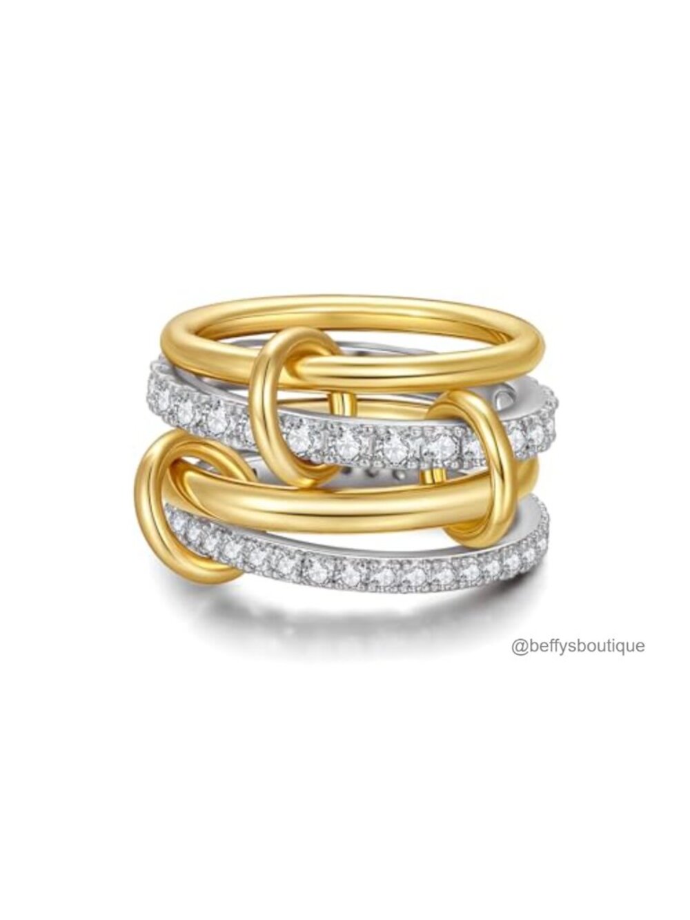 18K Gold Plated Stackable Rings Set Cubic Zirconia Tarnish Resistant
